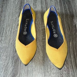 Rothy’s | Marigold Yellow Point Toe Flats Blue Halo Shoes size 9
